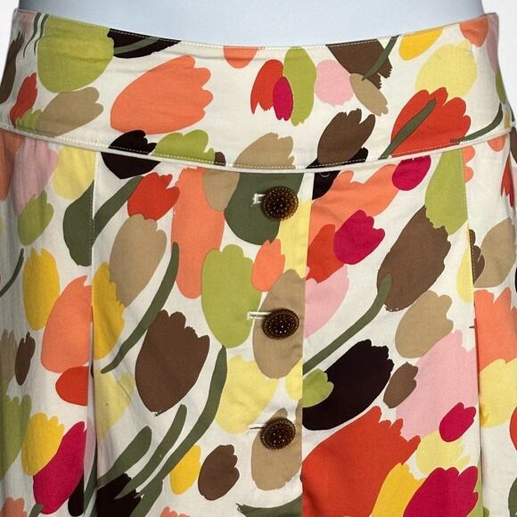 Y2K Talbots Pleated Tulip Print Floral Skirt Sz 12P Side Zip Preppy Cottagecore - Picture 2 of 10
